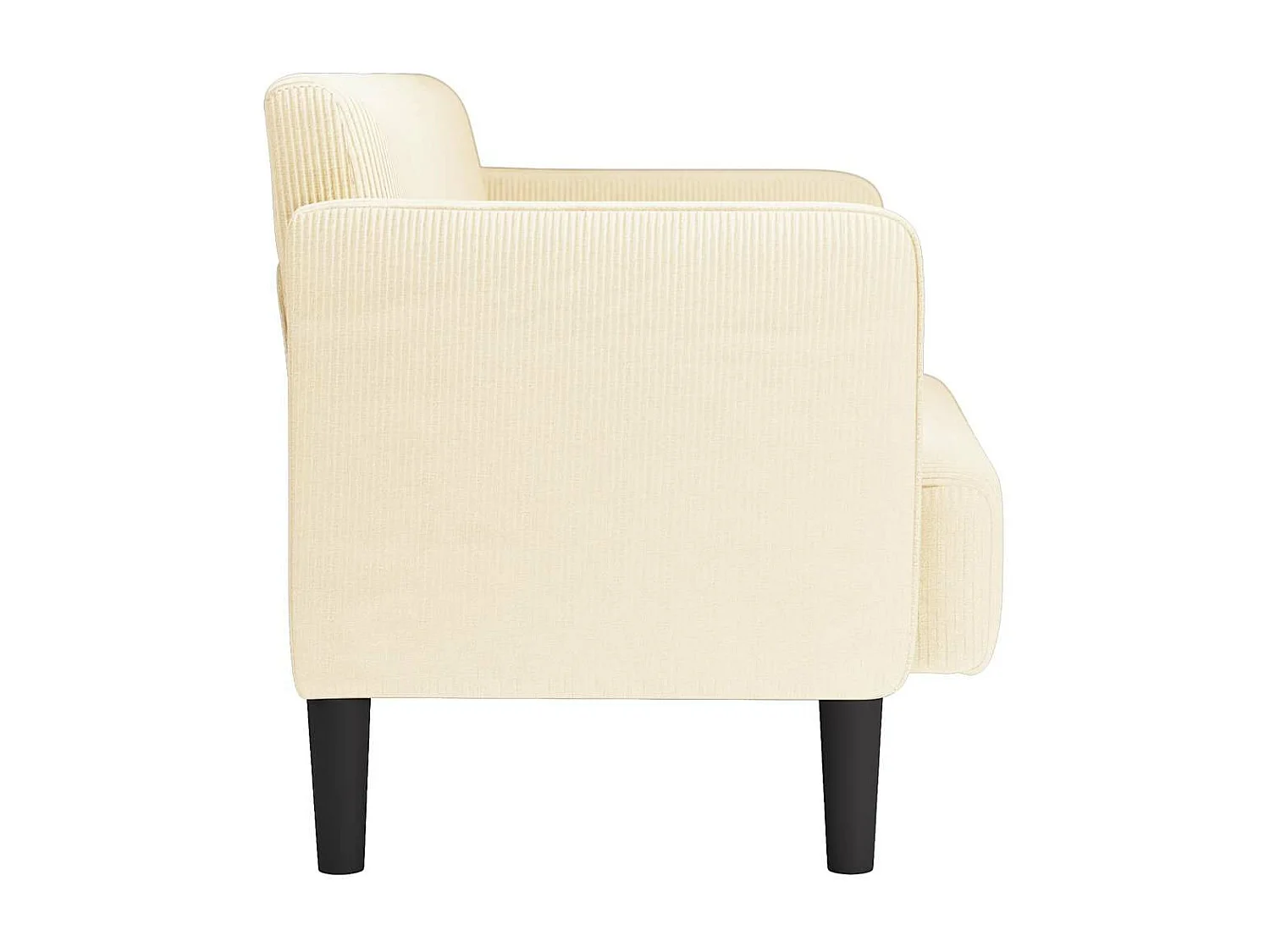 Divano a due posti color crema 109 cm tessuto velluto a coste