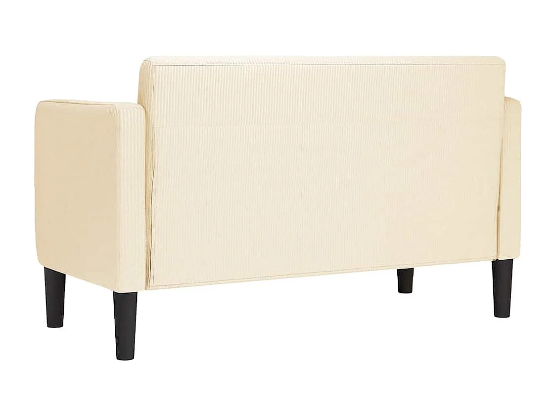 Divano a due posti color crema 109 cm tessuto velluto a coste