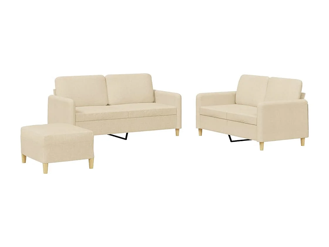 Conjunto de sofá de 3 piezas con cojines en tela color crema