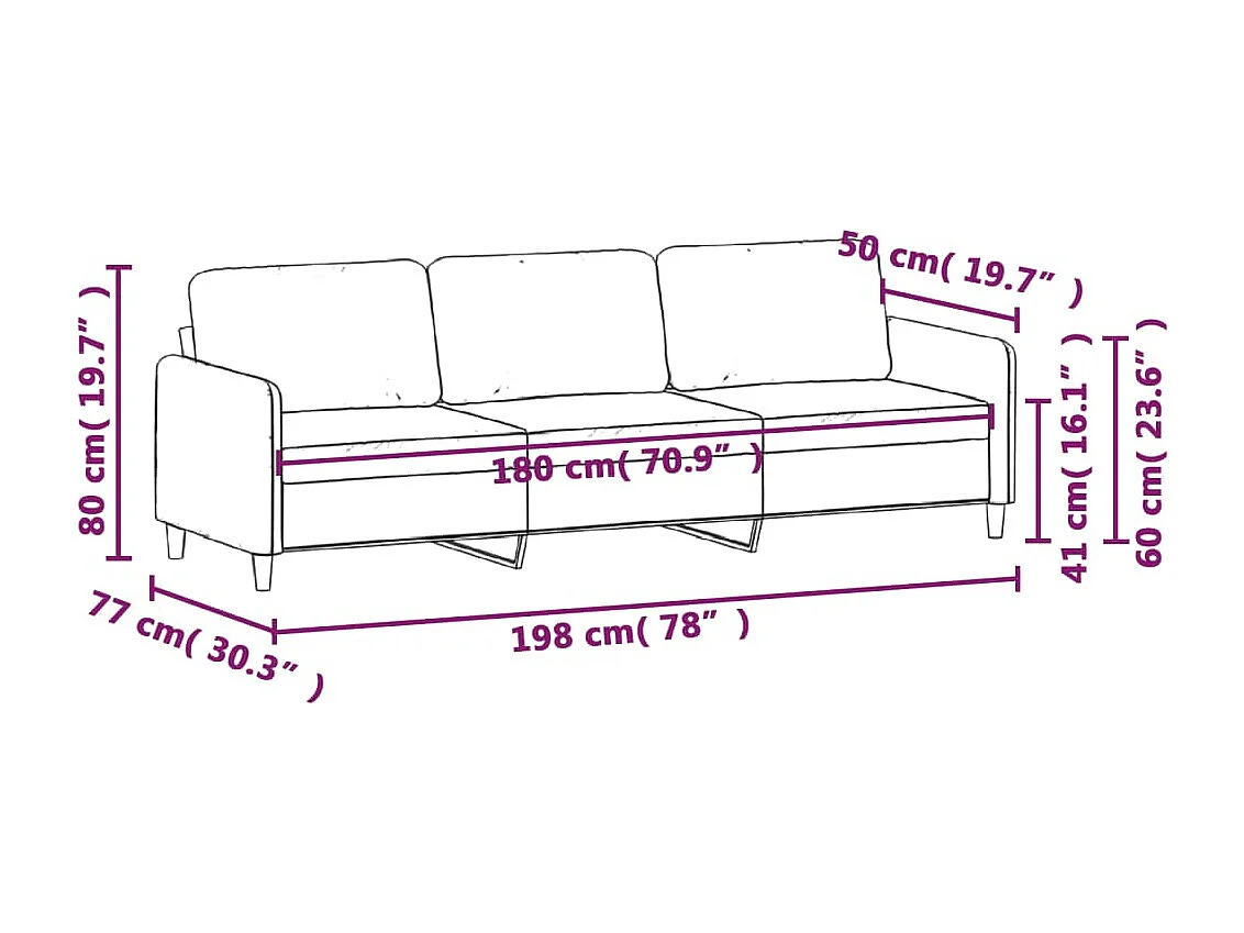 3-Sitzer-Sofa Hellgrau 180 cm Stoff