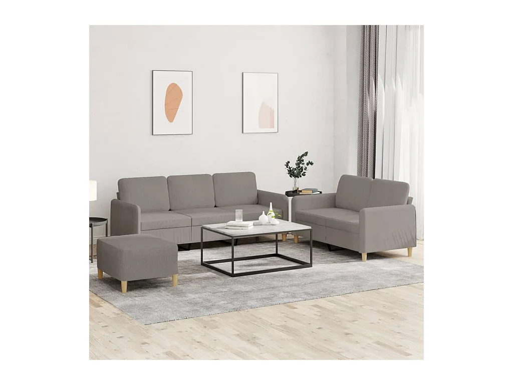 Ensemble de canapés 3 pcs avec coussins Taupe Tissu