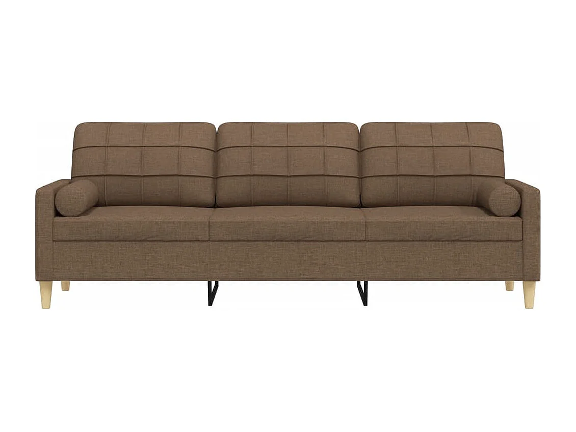 Canapé 3 places avec oreillers décoratifs marron 210 cm tissu