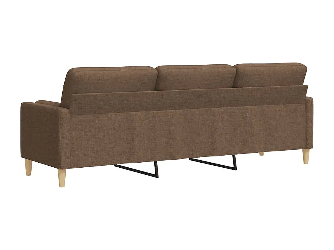 Canapé 3 places avec oreillers décoratifs marron 210 cm tissu
