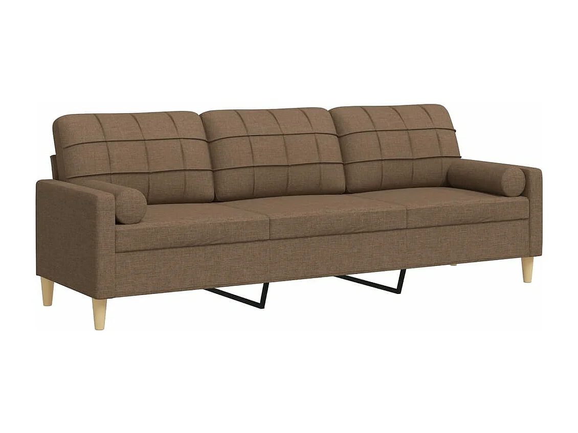 3-Sitzer-Sofa mit Dekokissen braun 210 cm Stoff