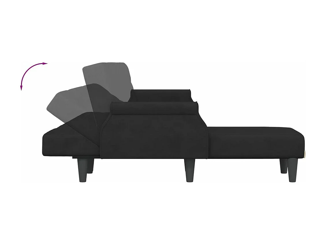 Divano letto a L nero 271x140x70 cm velluto