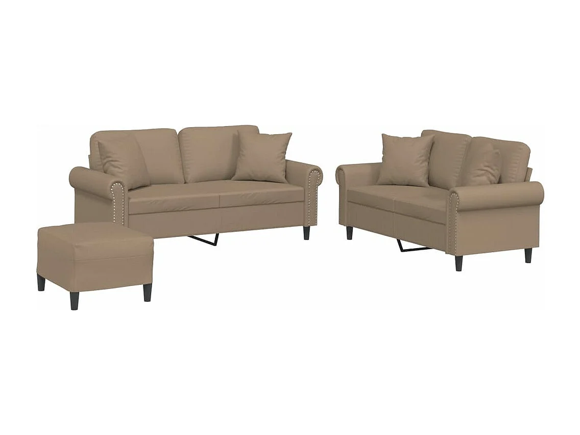 Ensemble de canapés 3 pcs avec coussins cappuccino similicuir