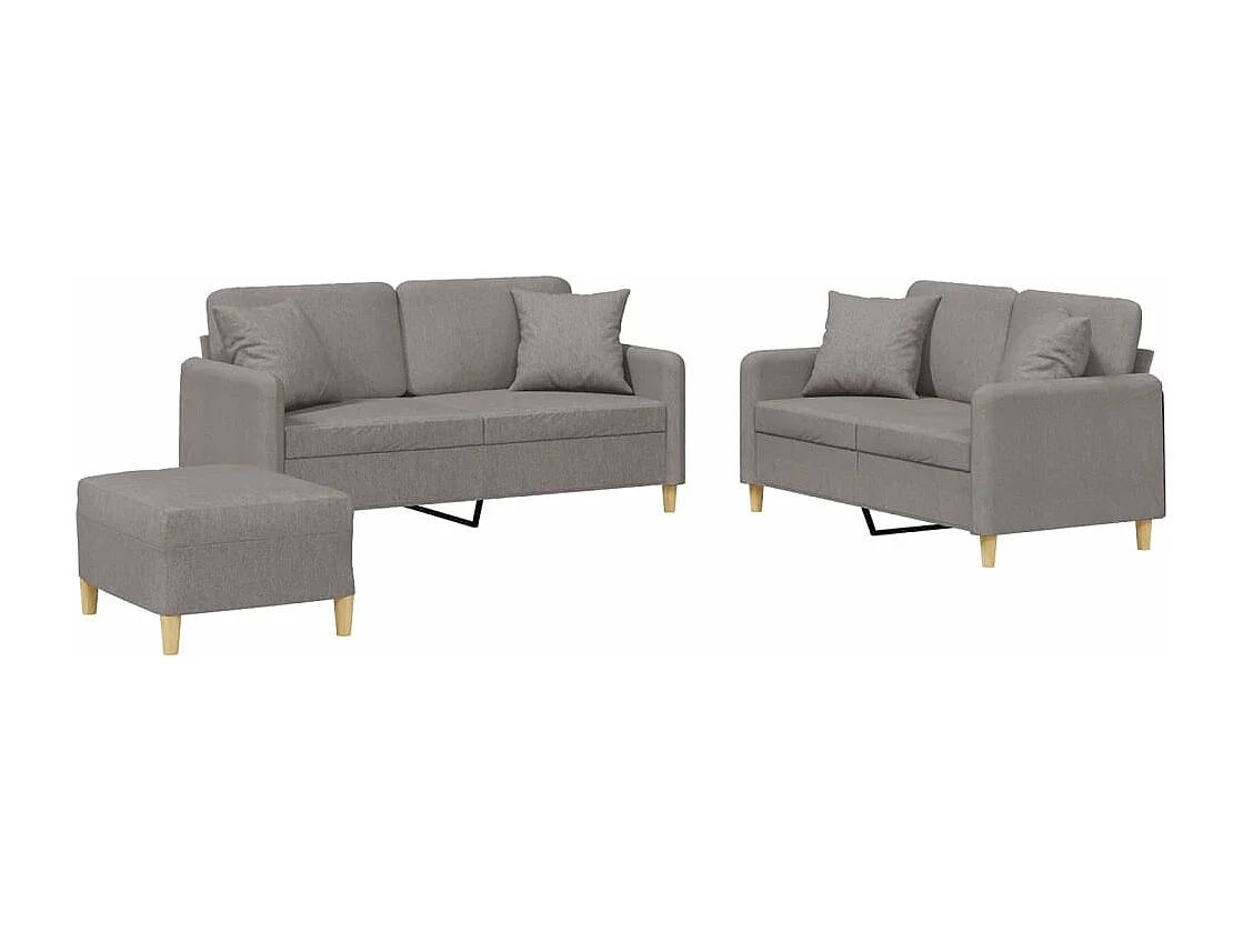 Ensemble de canapés 3 pcs avec coussins taupe tissu