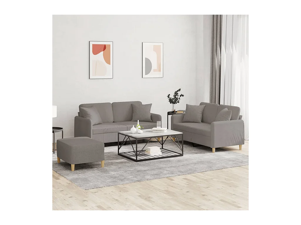 Conjunto de sofá de 3 piezas con cojines de tela color topo