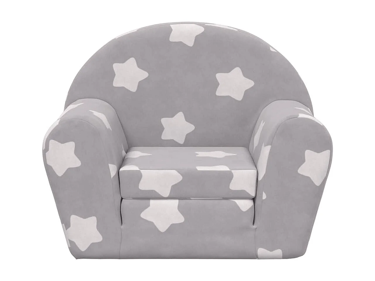 Sofá-cama infantil cinza claro com pelúcia macia em forma de estrelas