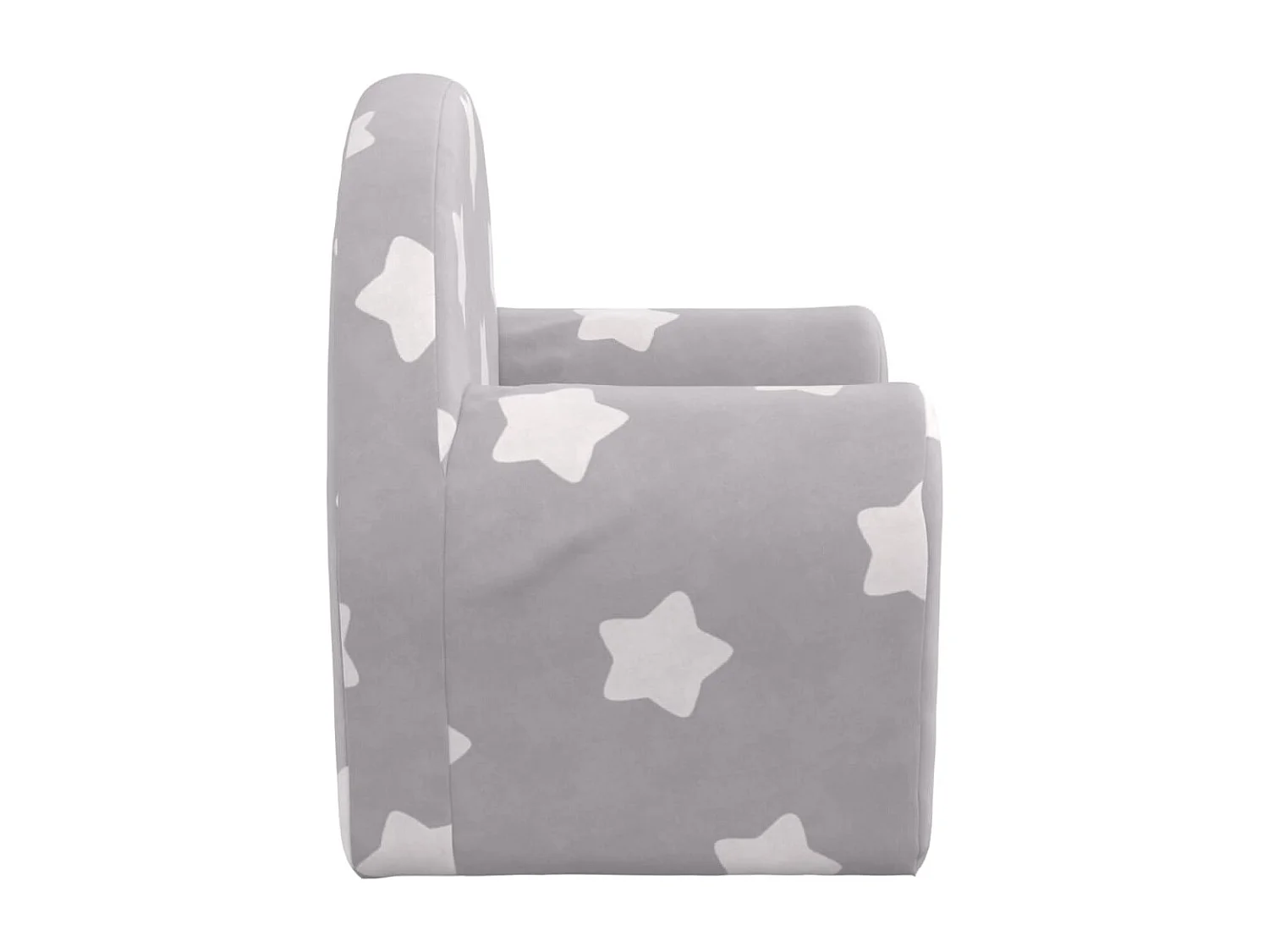 Sofá-cama infantil cinza claro com pelúcia macia em forma de estrelas