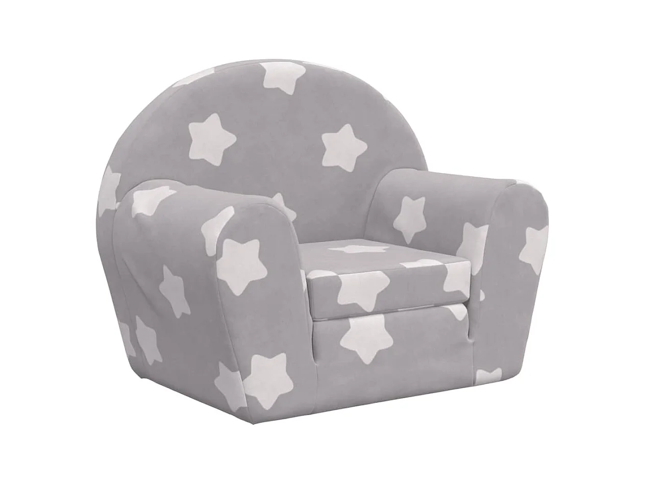 Canapé-lit pour enfants gris clair avec étoiles peluche douce