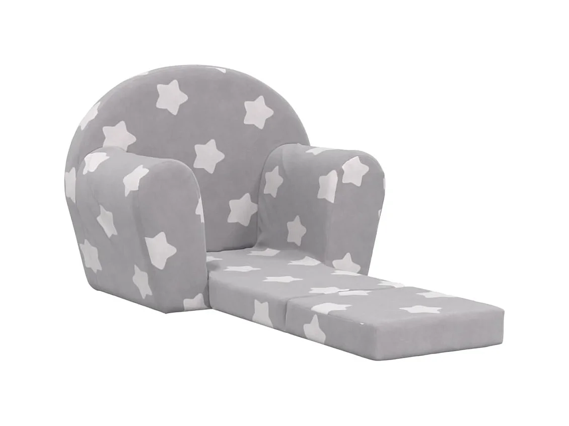 Canapé-lit pour enfants gris clair avec étoiles peluche douce