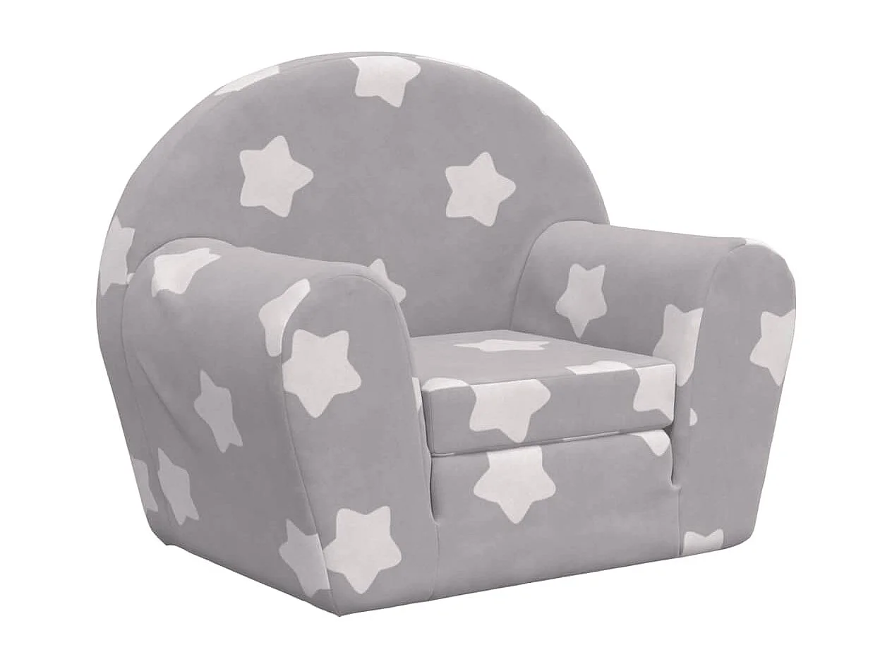Canapé-lit pour enfants gris clair avec étoiles peluche douce