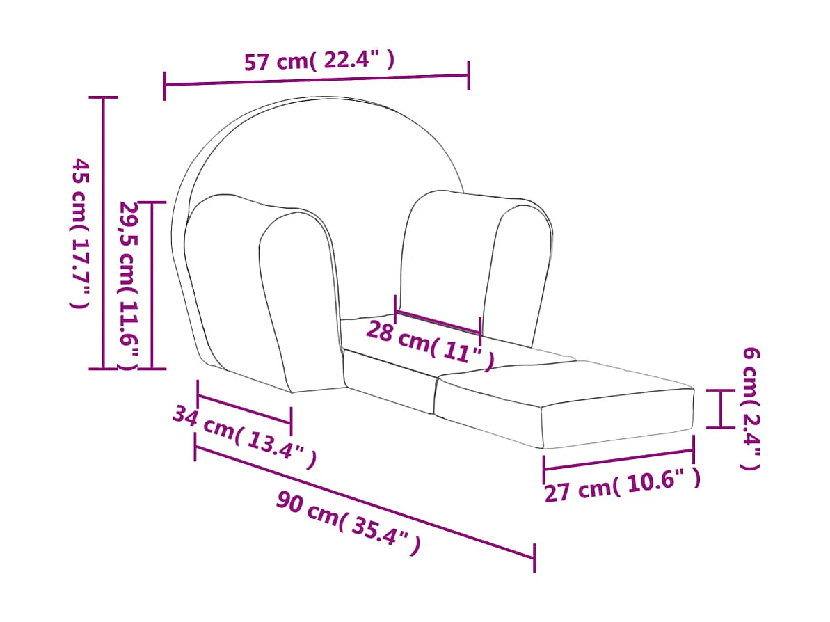 Canapé-lit pour enfants gris clair avec étoiles peluche douce