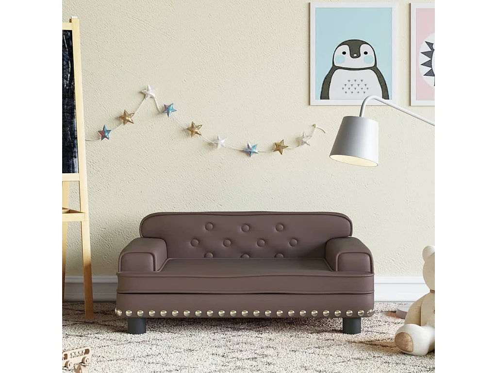 Kinderbank bruin 70x45x30 cm imitatieleer