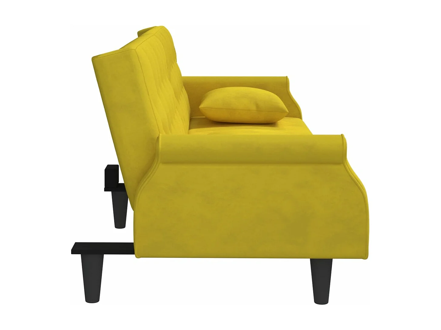 Gelbes Schlafsofa aus Samt mit Armlehnen