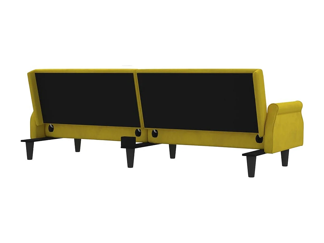 Gelbes Schlafsofa aus Samt mit Armlehnen