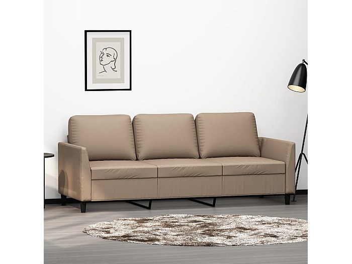 vidaXL Divano a 3 Posti con Poggiapiedi Grigio 180 cm in Similpelle, Poltrona 3 posti con poggiapiedi, Divano, Divano Tre posti