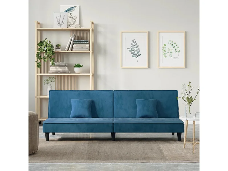 Sofá cama de terciopelo azul