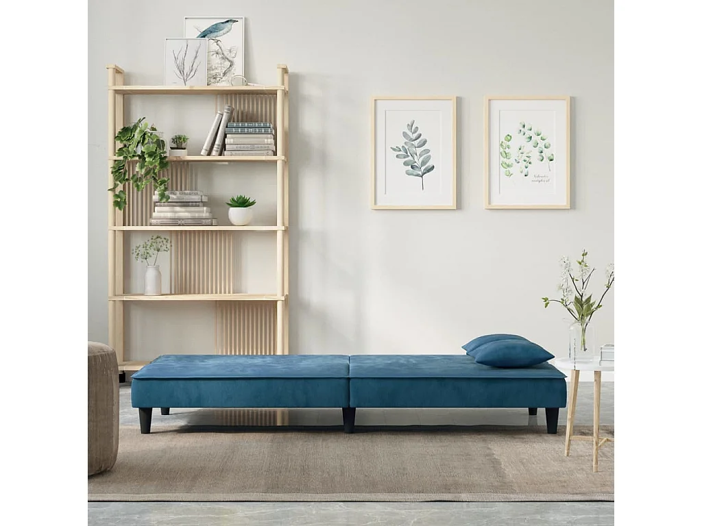 Canapé-lit bleu velours