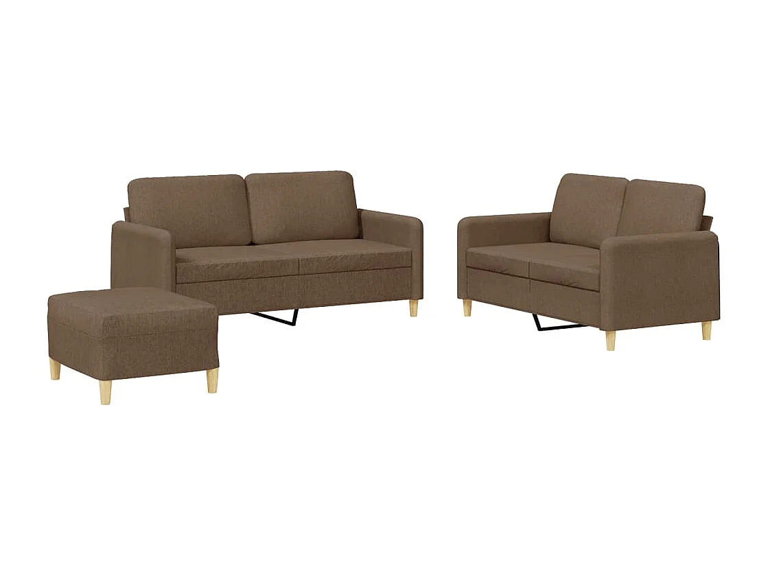 Set di 3 divani con cuscini in tessuto marrone