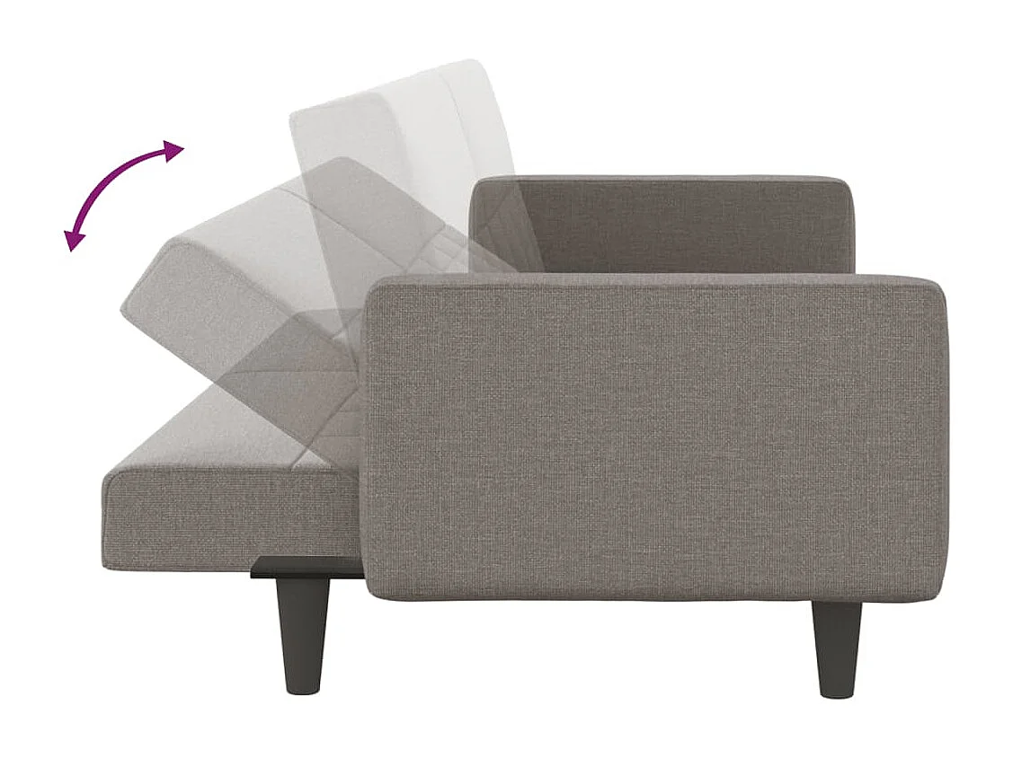 Divano letto con cuscini in tessuto color tortora