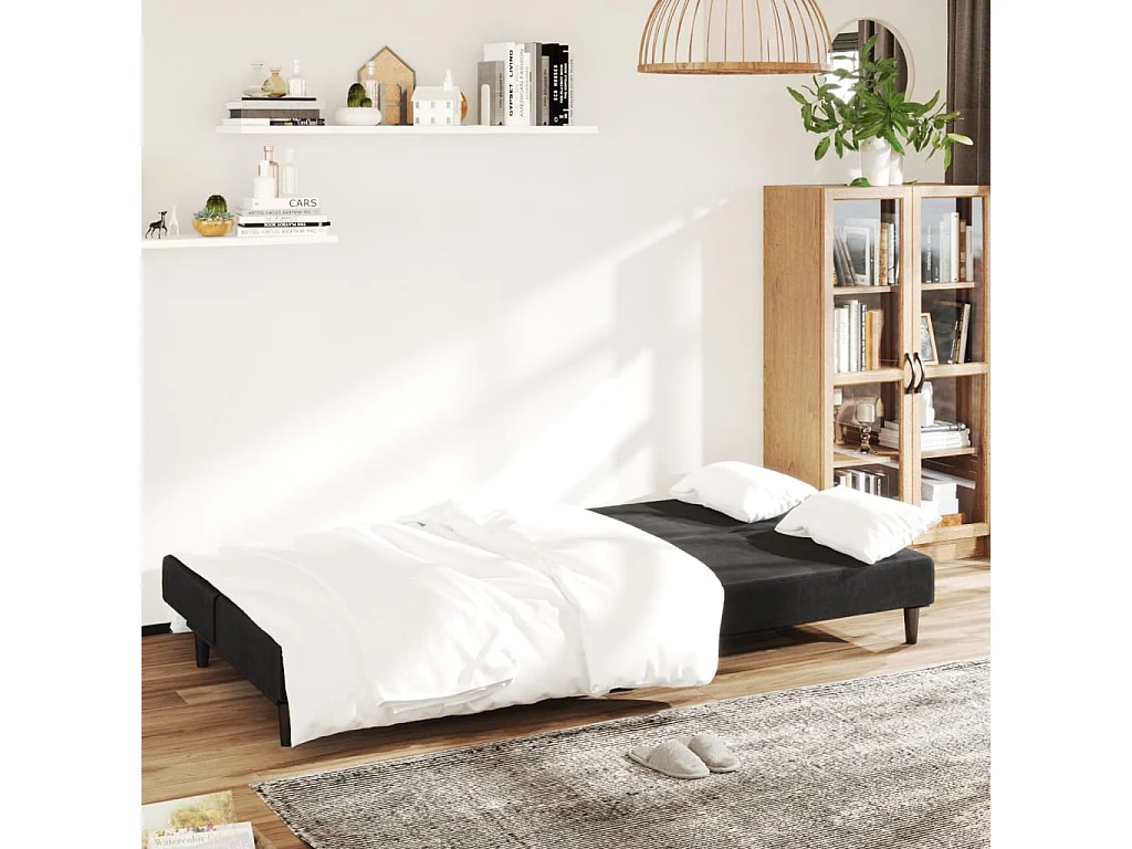 Divano letto 2 posti in velluto nero