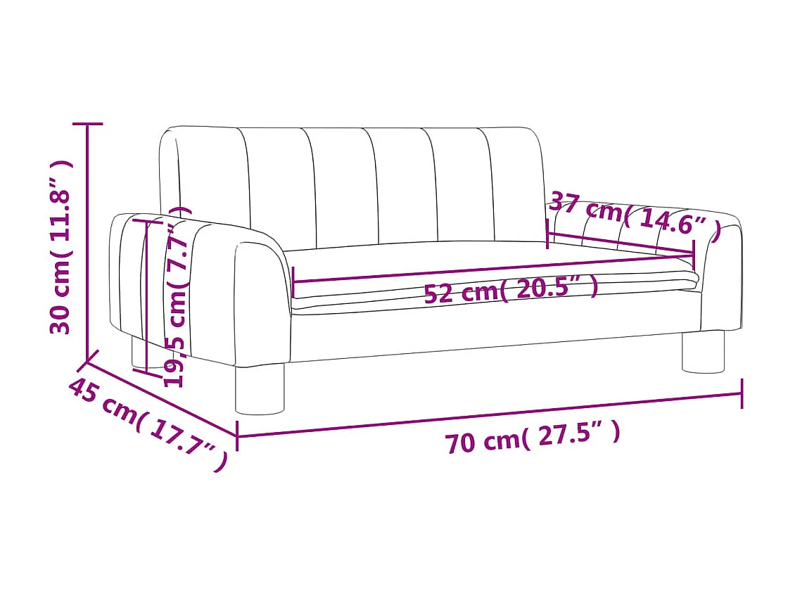 Sofá infantil taupe 70x45x30 cm tecido