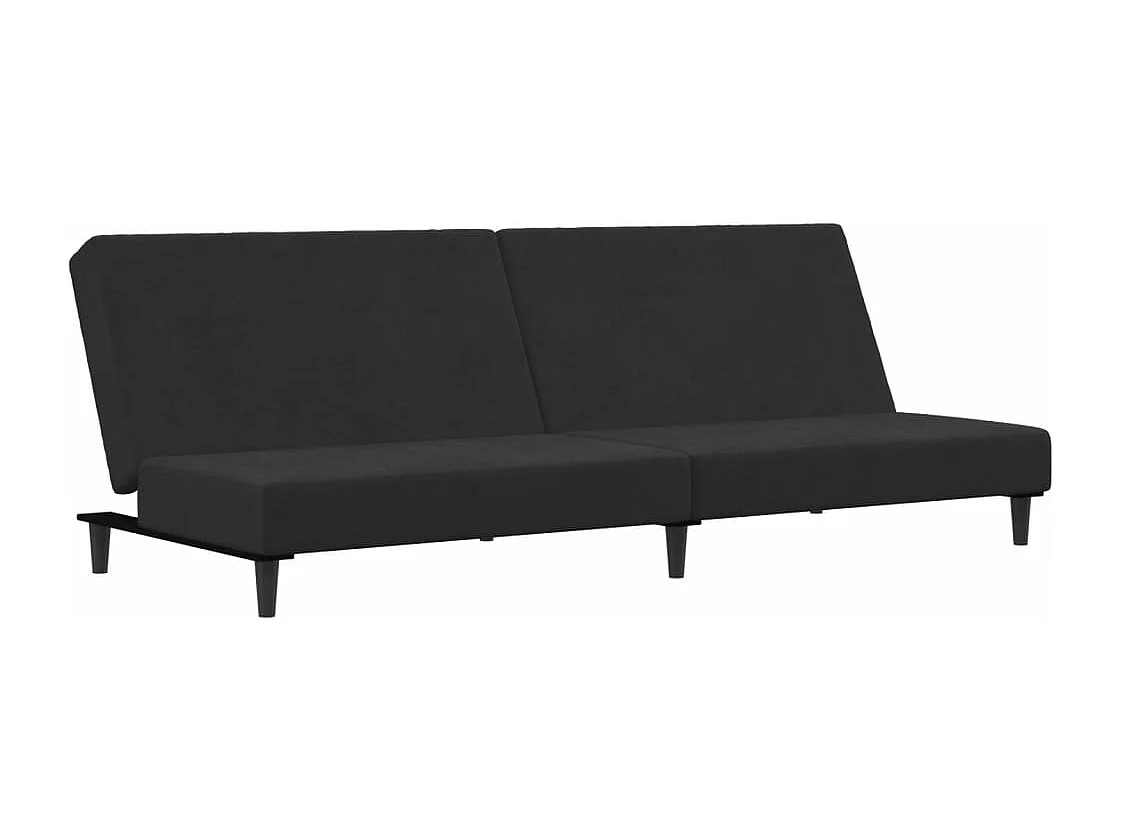 Divano letto 2 posti con poggiapiedi velluto nero