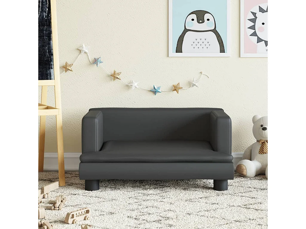 Zwarte kinderbank 60x40x30 cm imitatieleer