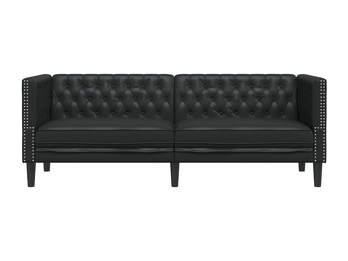 Sofá Chesterfield de 3 plazas en piel sintética color negro