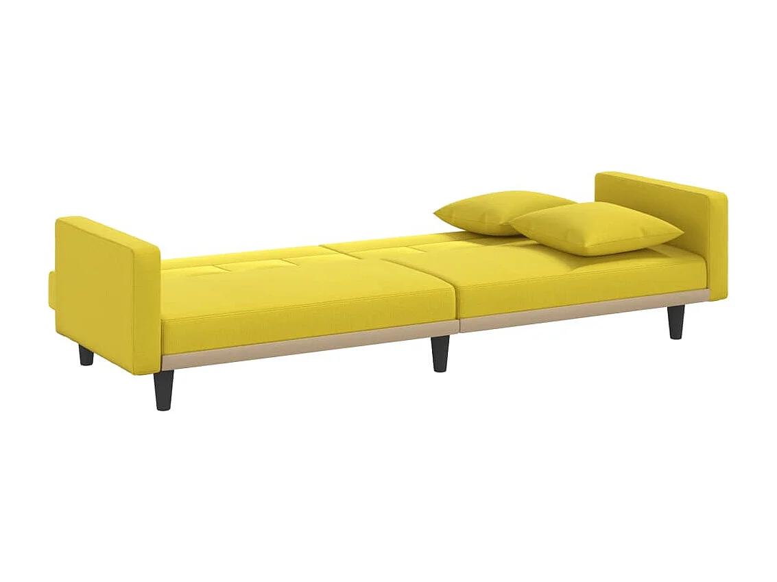 Canapé-lit avec coussins jaune clair tissu