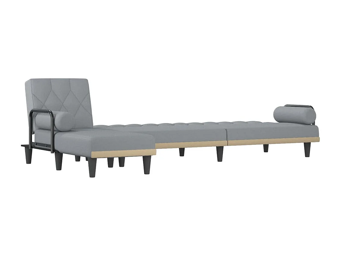 Divano letto a L grigio chiaro 260x140x70 cm tessuto