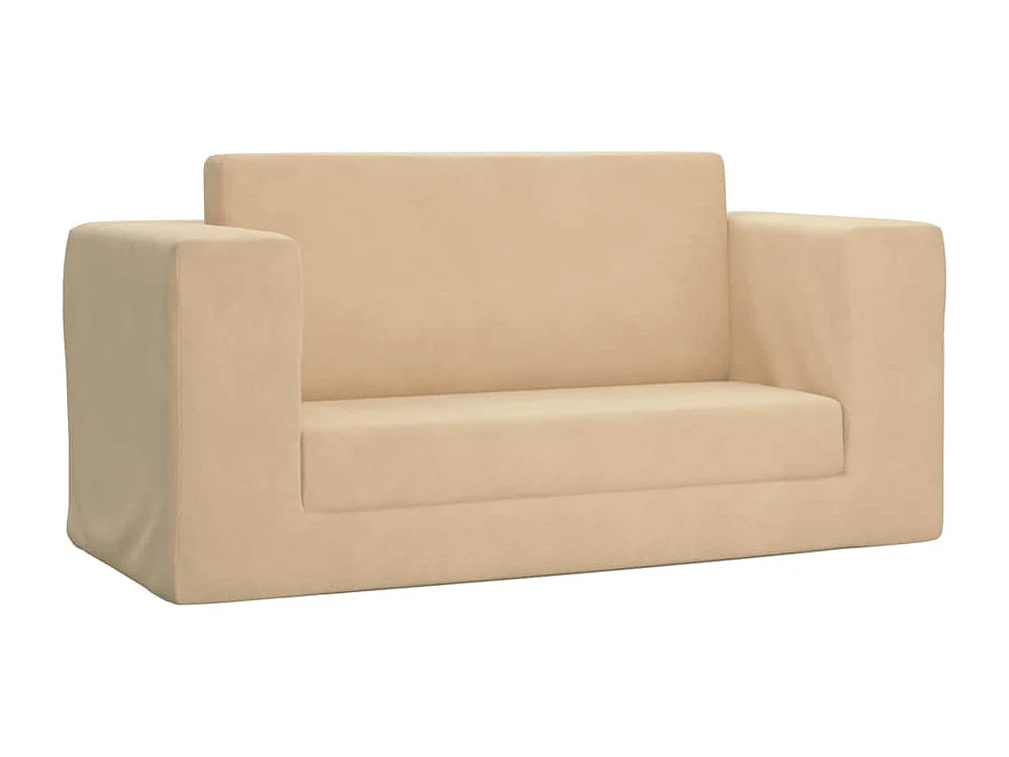 Kinder-Schlafsofa, 2-Sitzer, cremefarben, weicher Plüsch