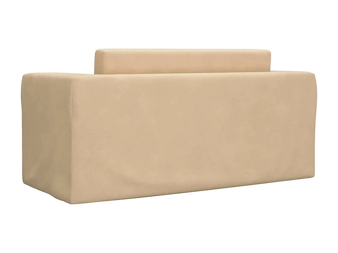 Kinder-Schlafsofa, 2-Sitzer, cremefarben, weicher Plüsch