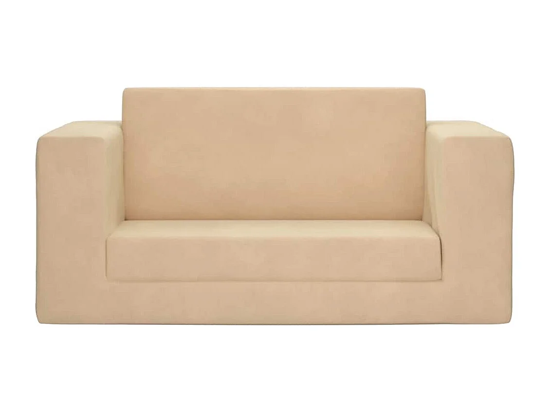 Kinder-Schlafsofa, 2-Sitzer, cremefarben, weicher Plüsch