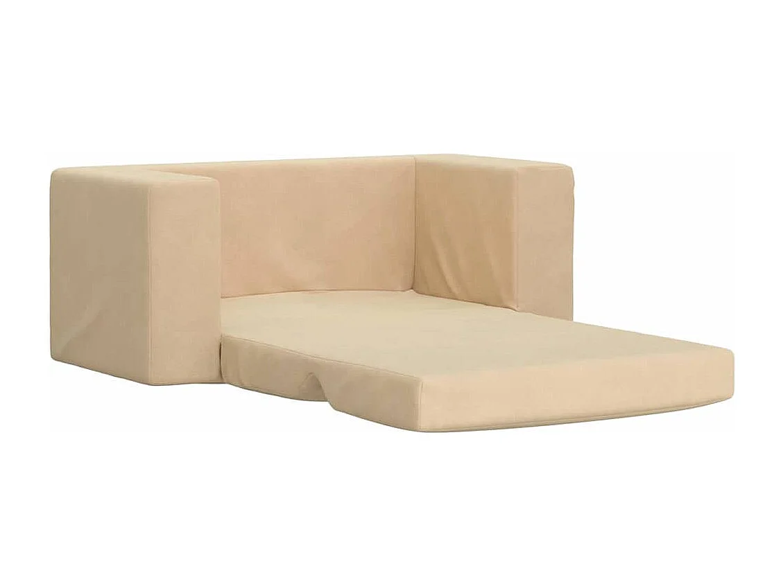 Kinder-Schlafsofa, 2-Sitzer, cremefarben, weicher Plüsch