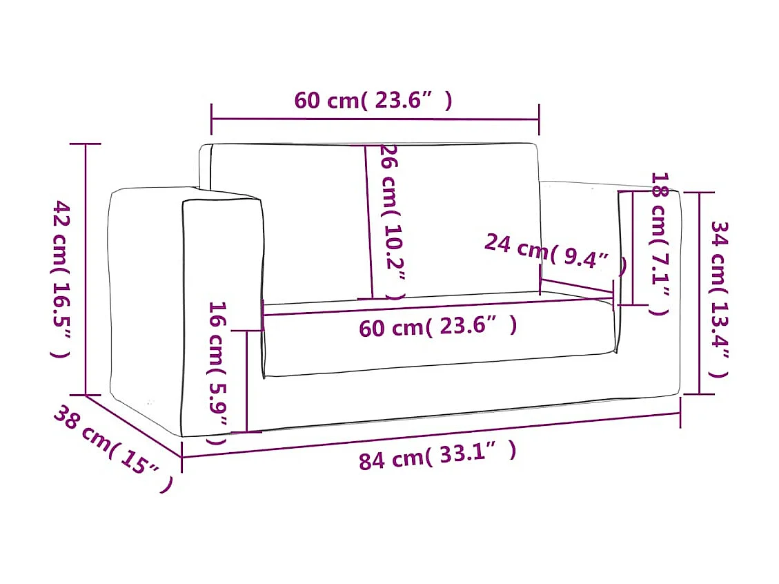 Kinder-Schlafsofa, 2-Sitzer, cremefarben, weicher Plüsch