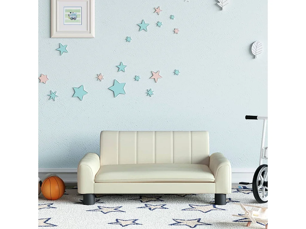 Divano per bambini crema 70x45x30 cm similpelle