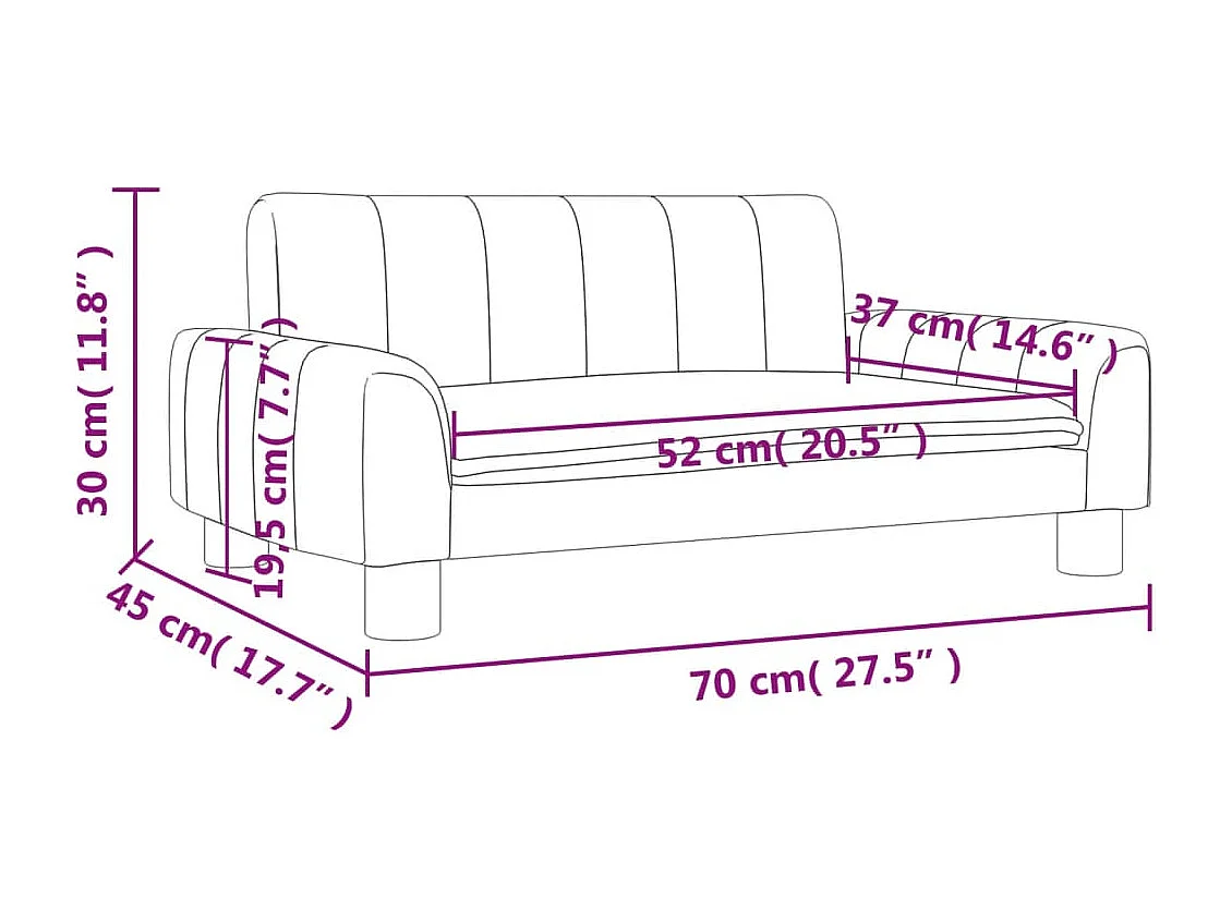Divano per bambini crema 70x45x30 cm similpelle