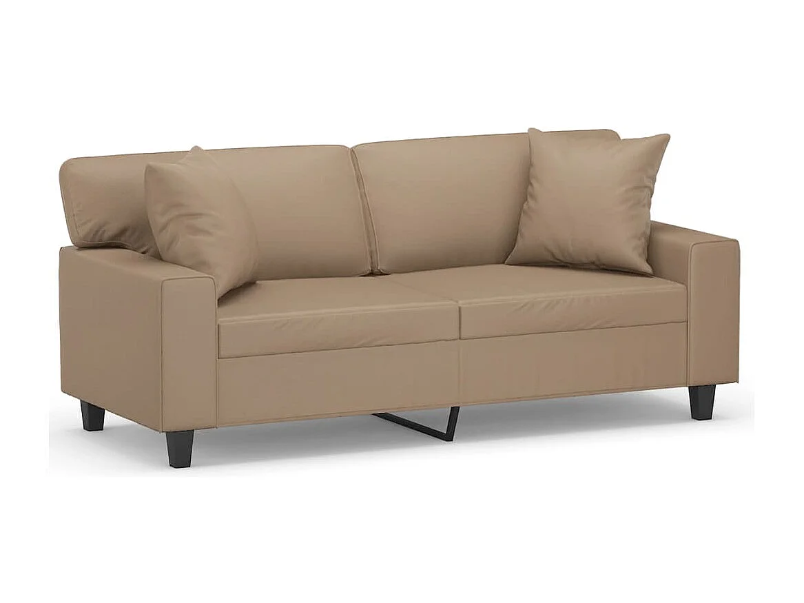 Sofá 2 plazas con cojines capuchino 140 cm polipiel