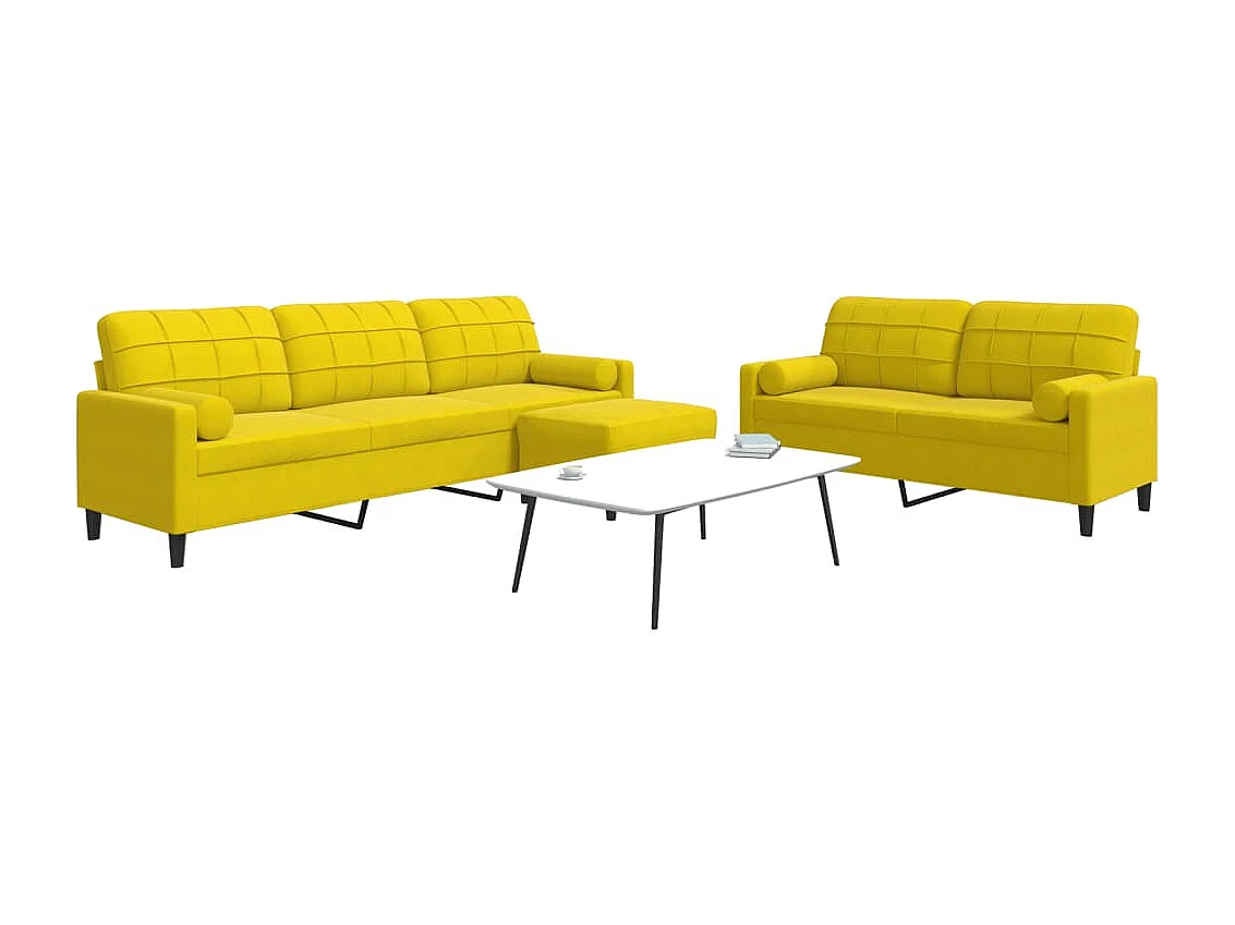 Ensemble de canapés 3 pcs avec coussins et traversins velours