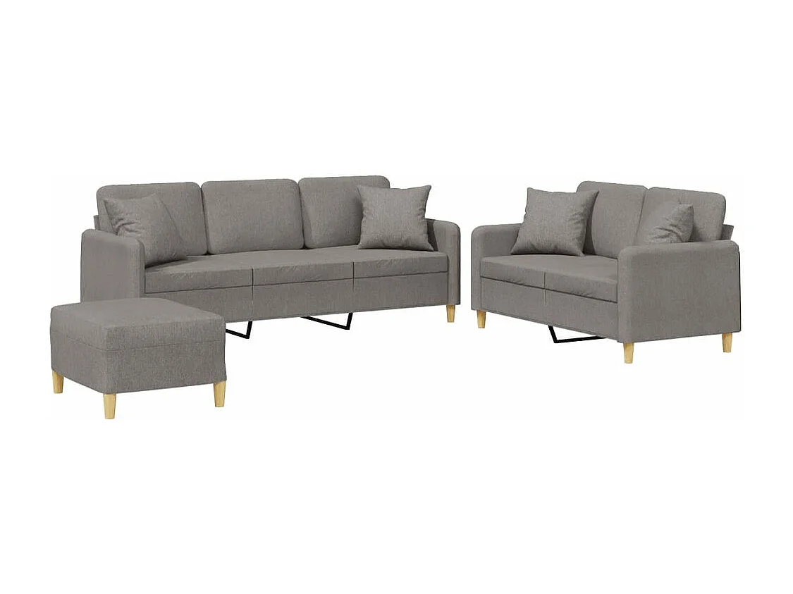 Ensemble de canapés 3 pcs avec coussins taupe tissu