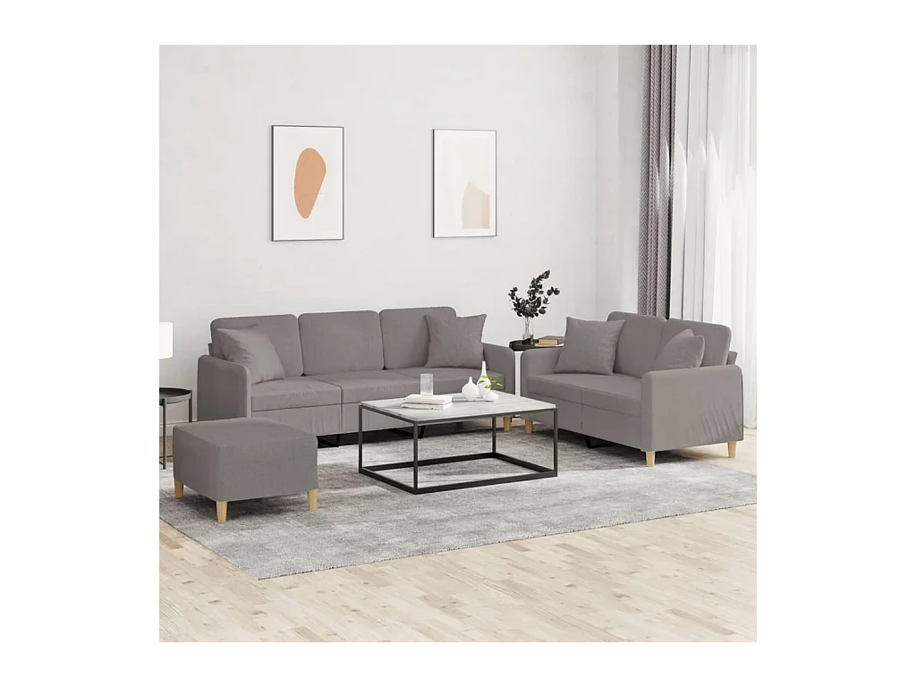 Conjunto de sofá de 3 piezas con cojines de tela color topo