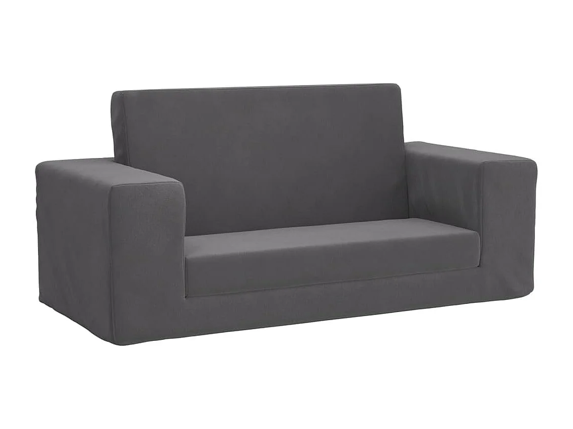 Kinder Schlafsofa 2 Sitzer Anthrazit weicher Plüsch
