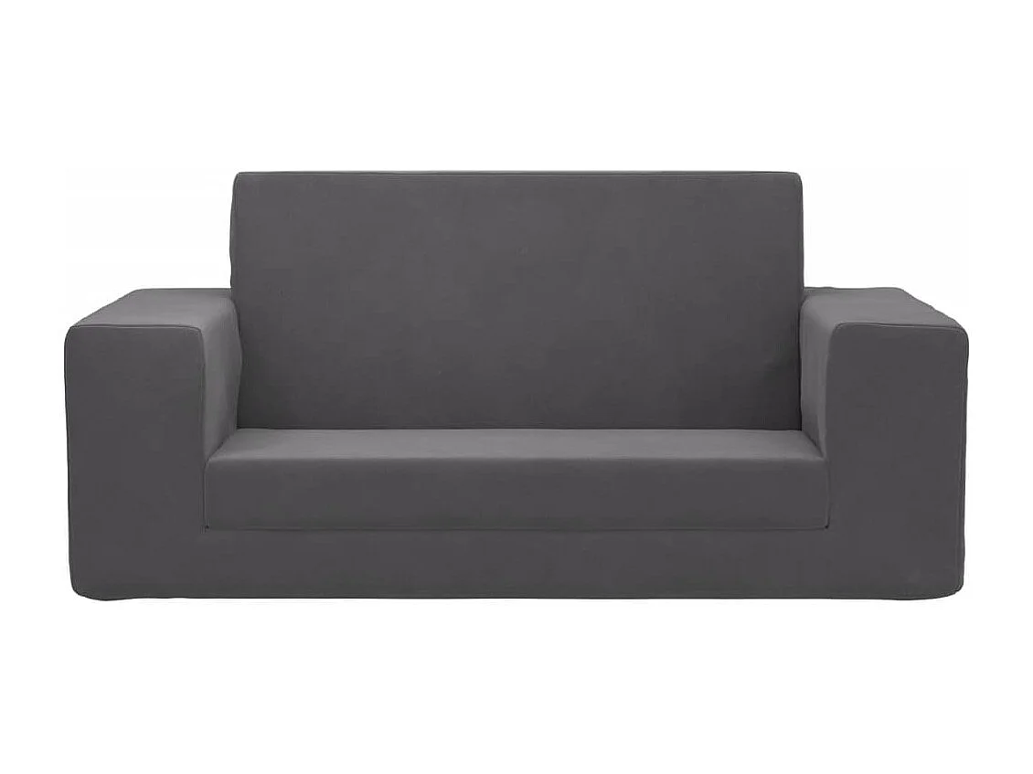 Kinder Schlafsofa 2 Sitzer Anthrazit weicher Plüsch