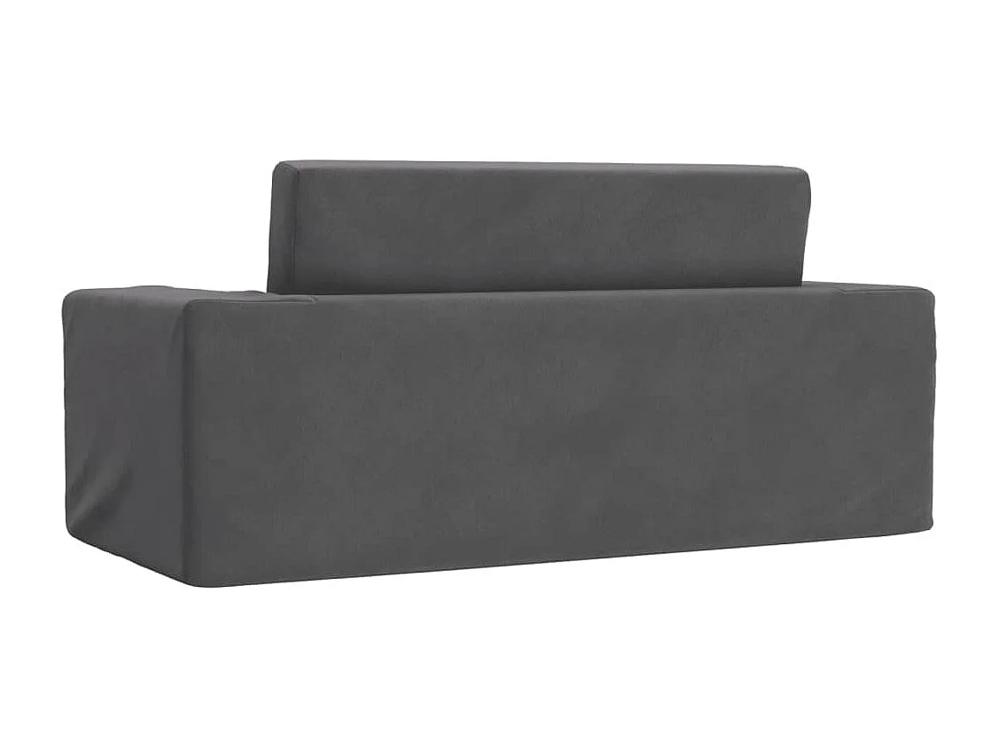 Sofá-cama infantil 2 lugares antracite pelúcia macia