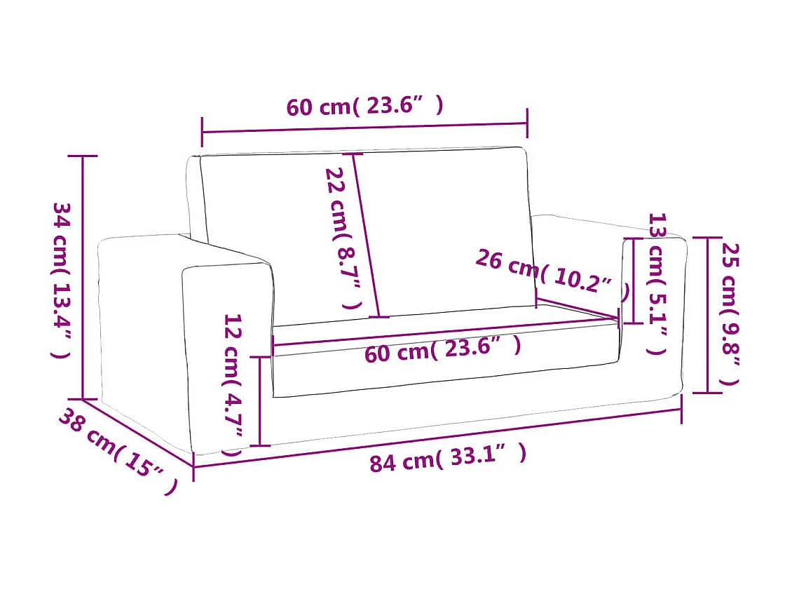 Sofá-cama infantil 2 lugares antracite pelúcia macia