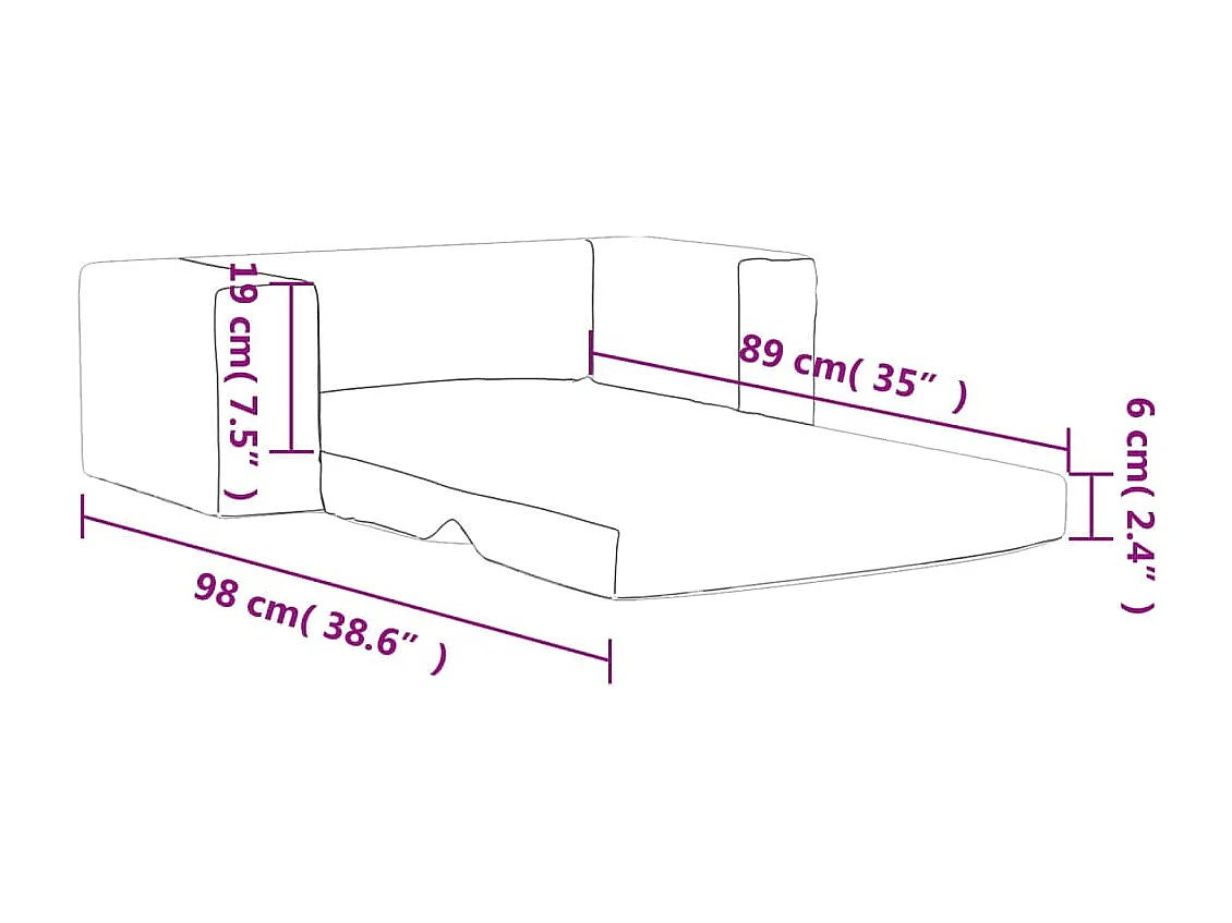 Sofá-cama infantil 2 lugares antracite pelúcia macia