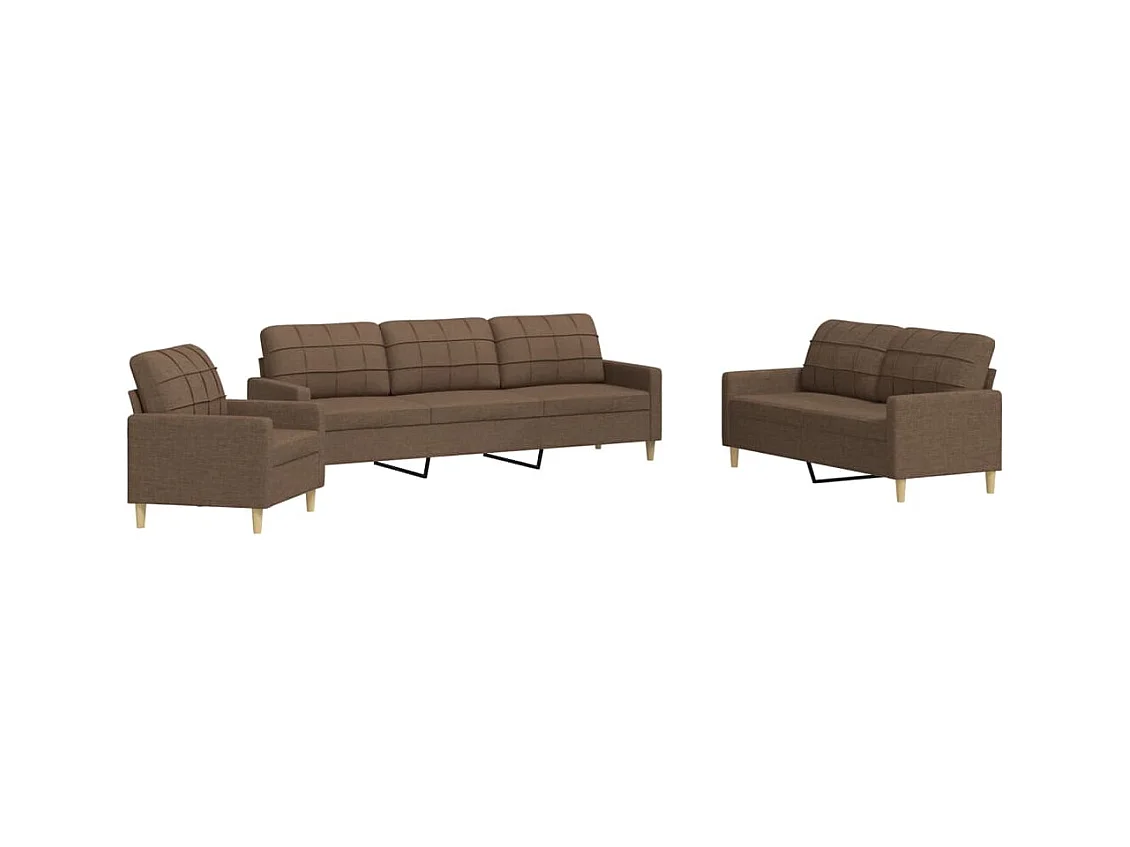 Ensemble de canapés 3 pcs marron tissu